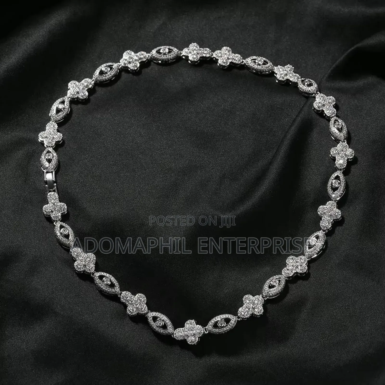Authentic Iced Out Cross Eye Link Chain Necklace