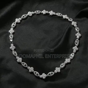 Authentic Iced Out Cross Eye Link Chain Necklace