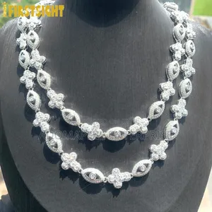 Authentic Iced Out Cross Eye Link Chain Necklace