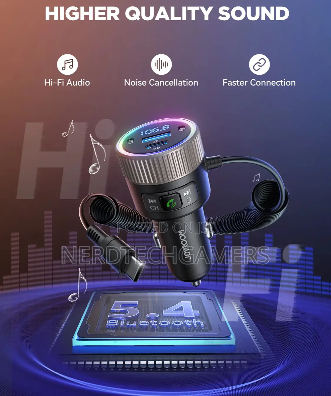 Joyroom Jr-Ccb02 60w Car Wireless Fm Transmitter