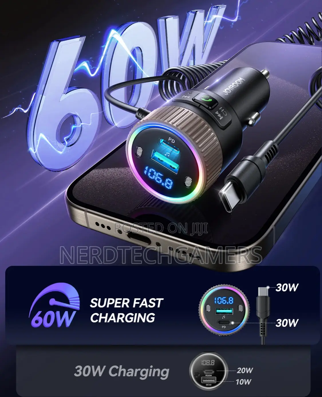 Joyroom Jr-Ccb02 60w Car Wireless Fm Transmitter