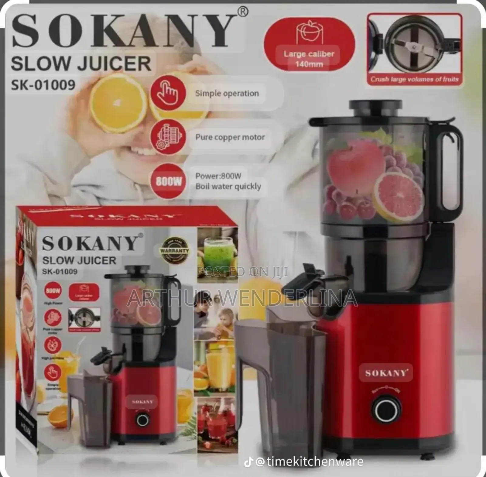 Sokany   Slow  Juicer. 800watt