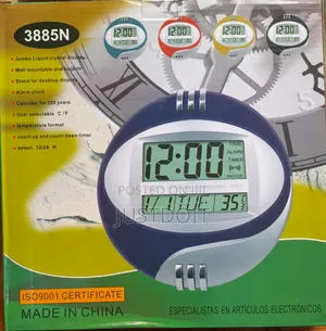 Round Digital Wall Clock – Grey or Blue Options