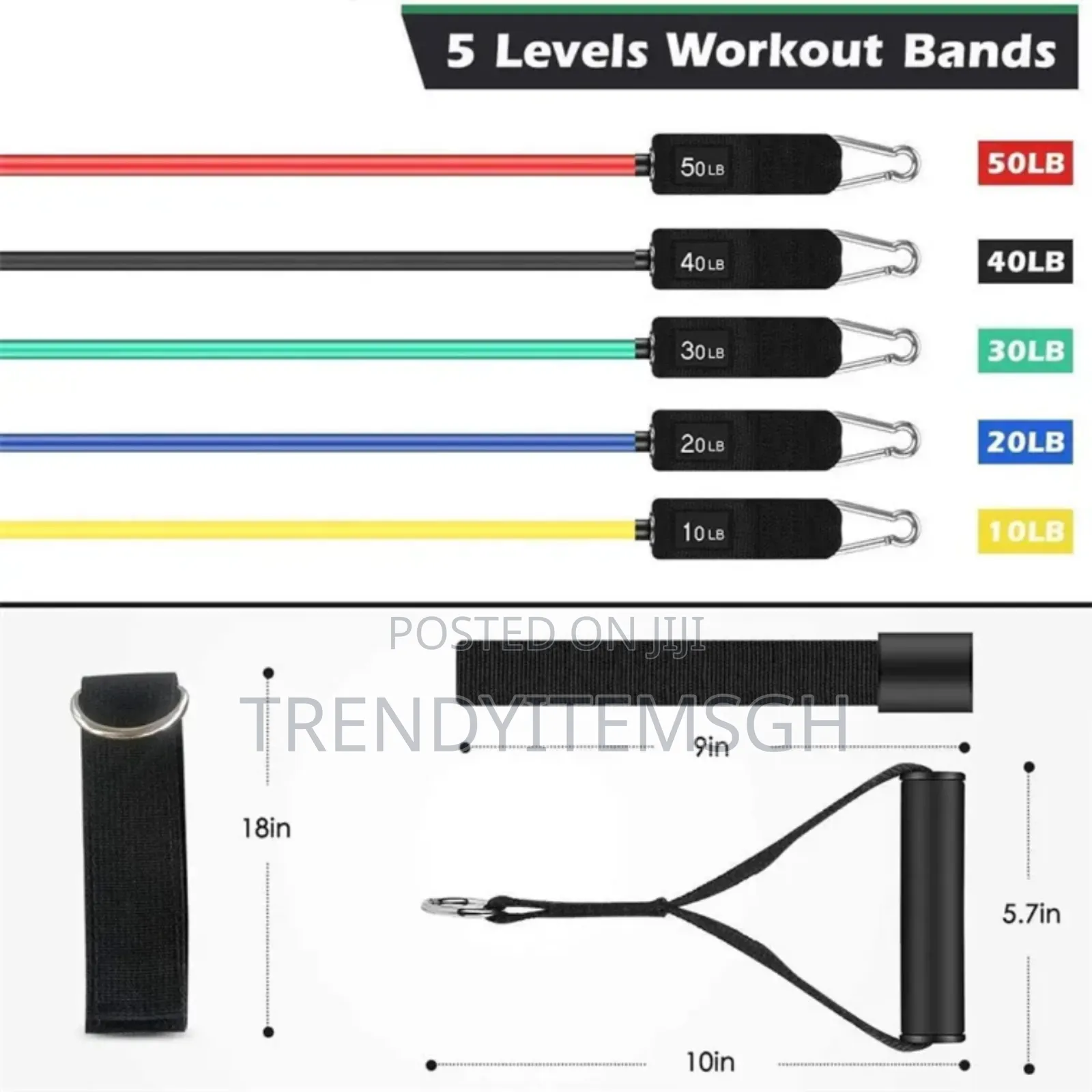 Resistance Bands Set Elastic Workout Fitness Exercise Tube Bands