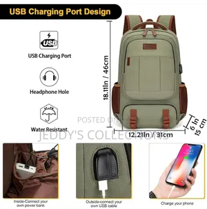 Laptop Backpack With Usb Charging Port and a Bottle Holder