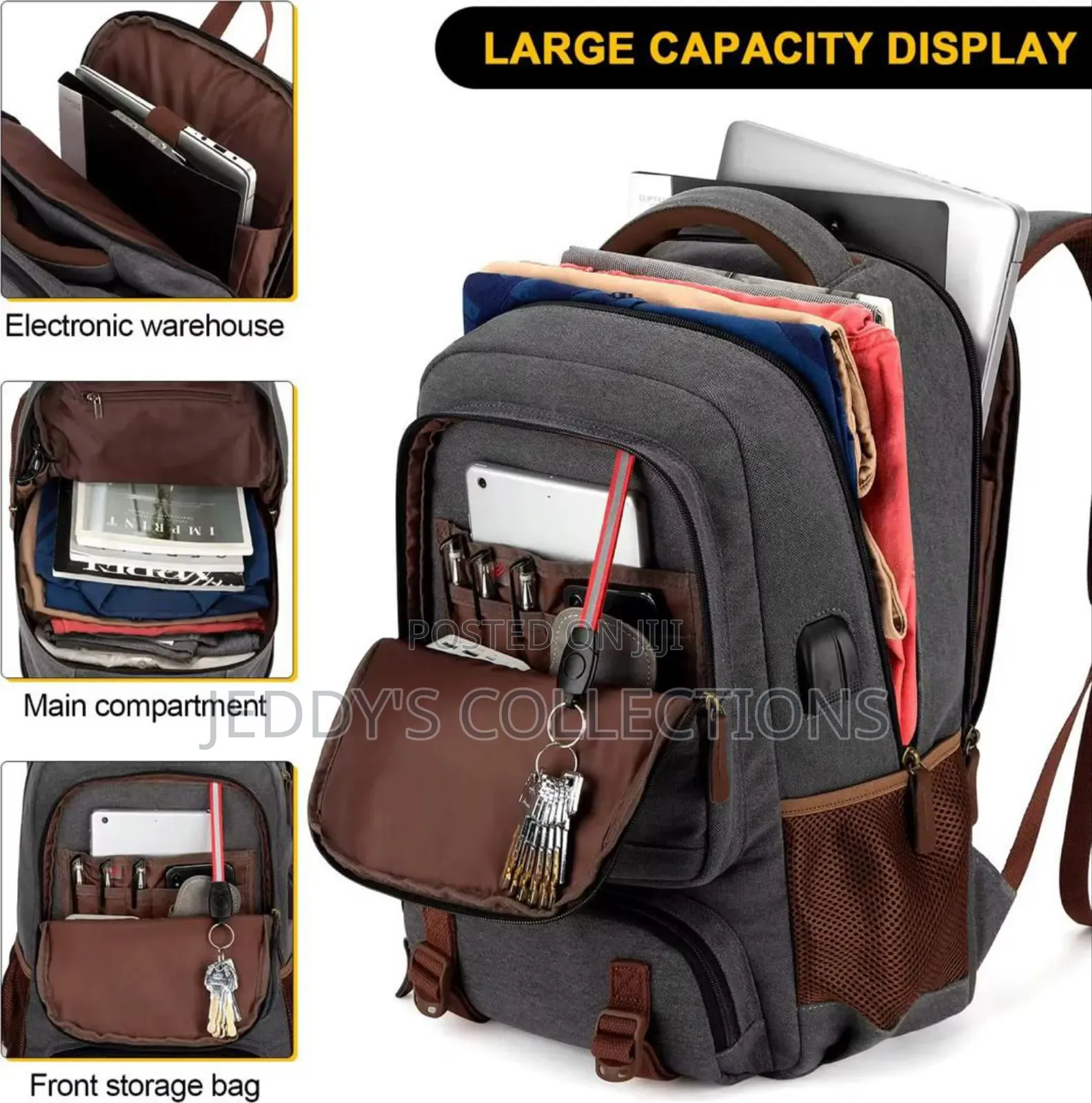 Laptop Backpack With Usb Charging Port and a Bottle Holder