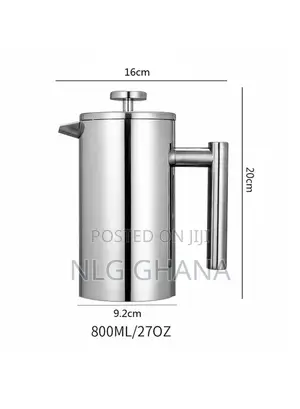 800ml French Press Coffee Maker Stainless Steel Double Walled.