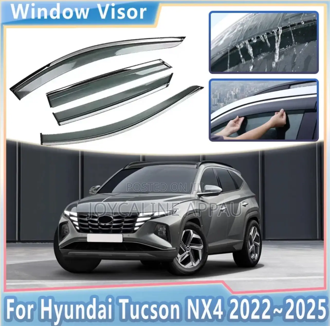 Original Tucson LWB 2015 to 2021 Window Visor/Rain Guard Chrome