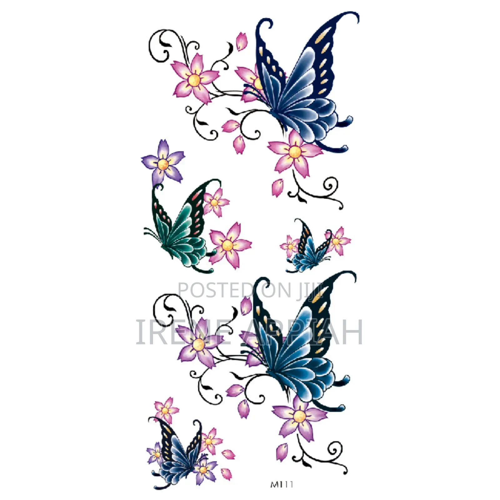 Butterflies and Flowers Tattoo Stickers