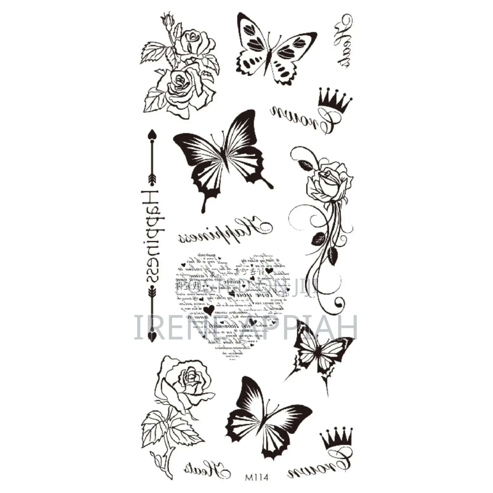 Butterflies and Flowers Tattoo Stickers
