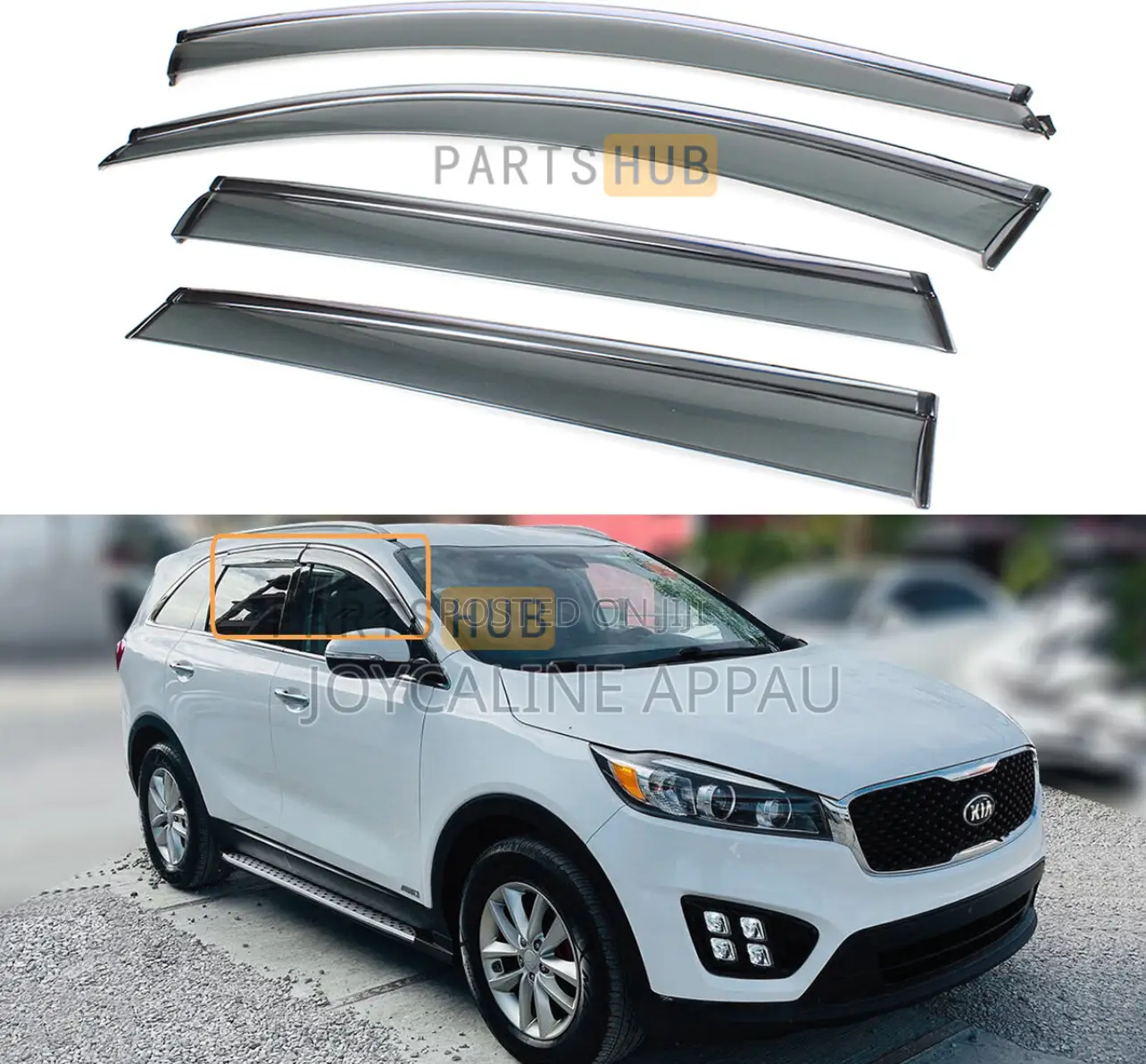 Original Kia Sorento 2013 to 2020 Window Door Visor/Guard Chrome