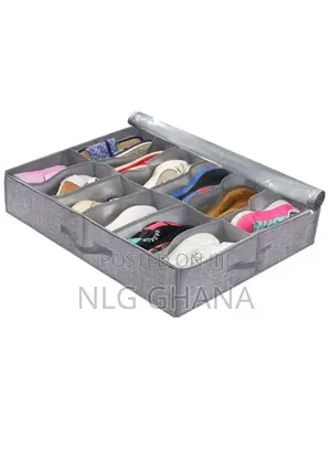Transparent Foldable Under Bed Shoes Closet Storage Box. Tvx14591