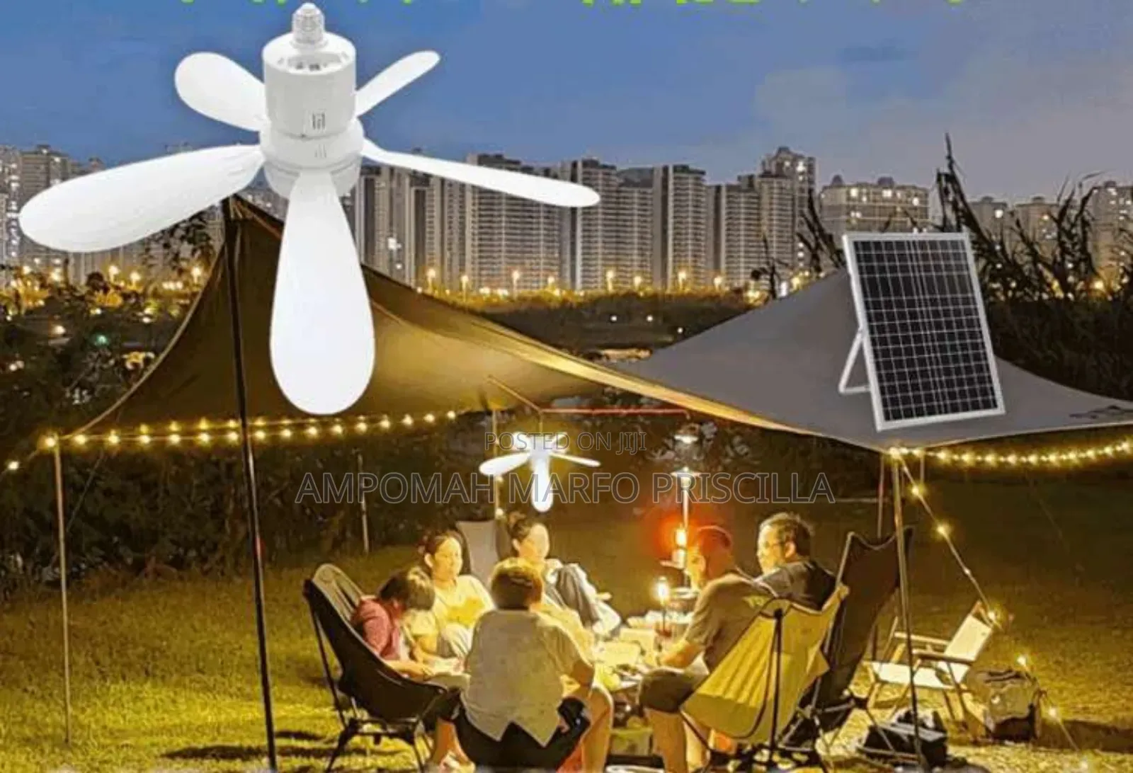 Solar Rechargeable Lamp Holder Fan Light