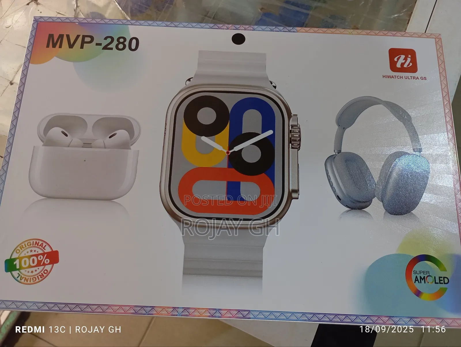 MVP-280 Combo Pack – Smart Watch + Headphones + Airpods - Red