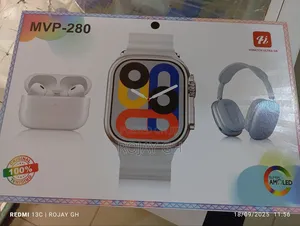 MVP-280 Combo Pack – Smart Watch + Headphones + Airpods - Red