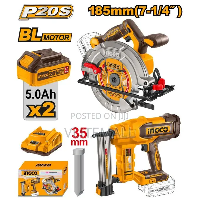 Cordless 20v Circularsaw 7.25" + Bradnailer 35mm + 2batter -p1c2