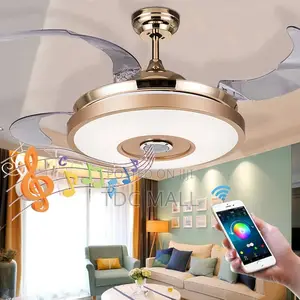 Golden Fanlight With Bluetooth + Remote Control