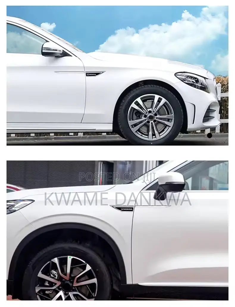 2 Pcs Metal Car Fender Decoration Stickers With Car Model Logo.