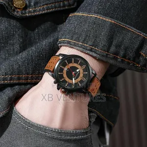 Casual Male Bracelets Leather Strap Wrist Watche - Brown
