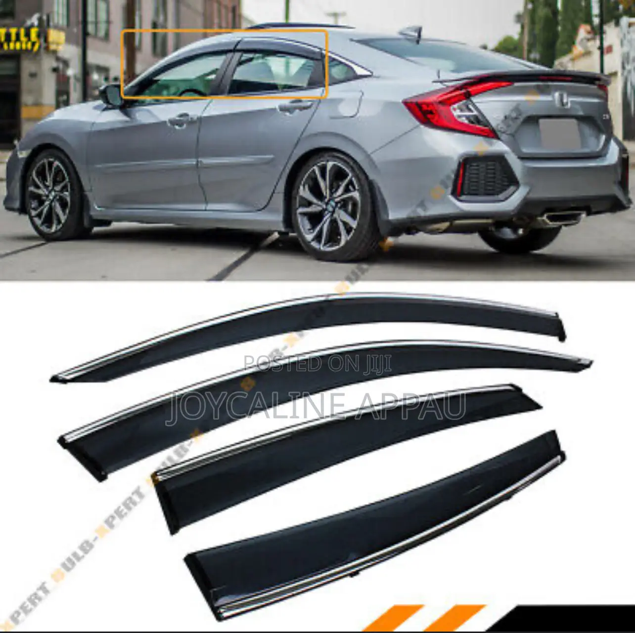 Original Honda Civic 2016 to 2020 Window Door Visor/Rain Guard Chrome