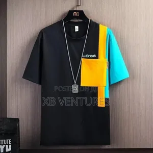 2pcs Men's Short-Sleeved T-Shirt Set - Khaki + Black