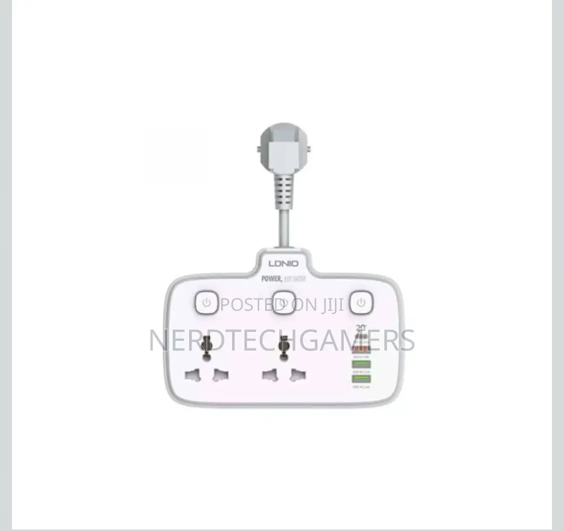 Ldnio. Sc2413 Universal Outlets Power Strip Tower 20w, 2 Power - White