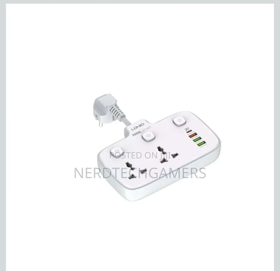 Ldnio. Sc2413 Universal Outlets Power Strip Tower 20w, 2 Power - White