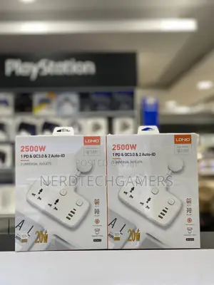 Ldnio. Sc2413 Universal Outlets Power Strip Tower 20w, 2 Power - White