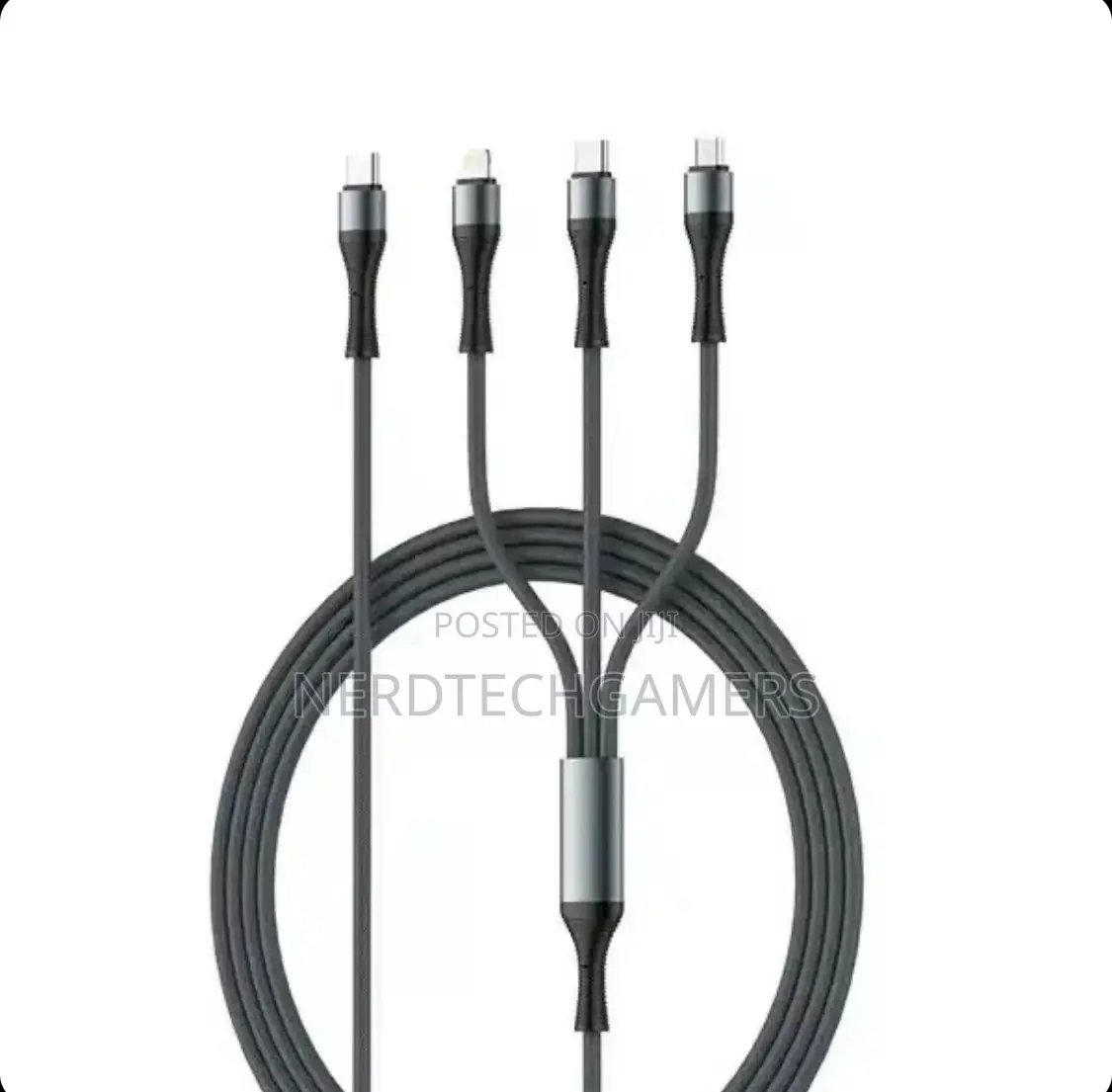 Ldnio 100w 3-in-1 Fast Charging Cable, 3.3ft, Black,