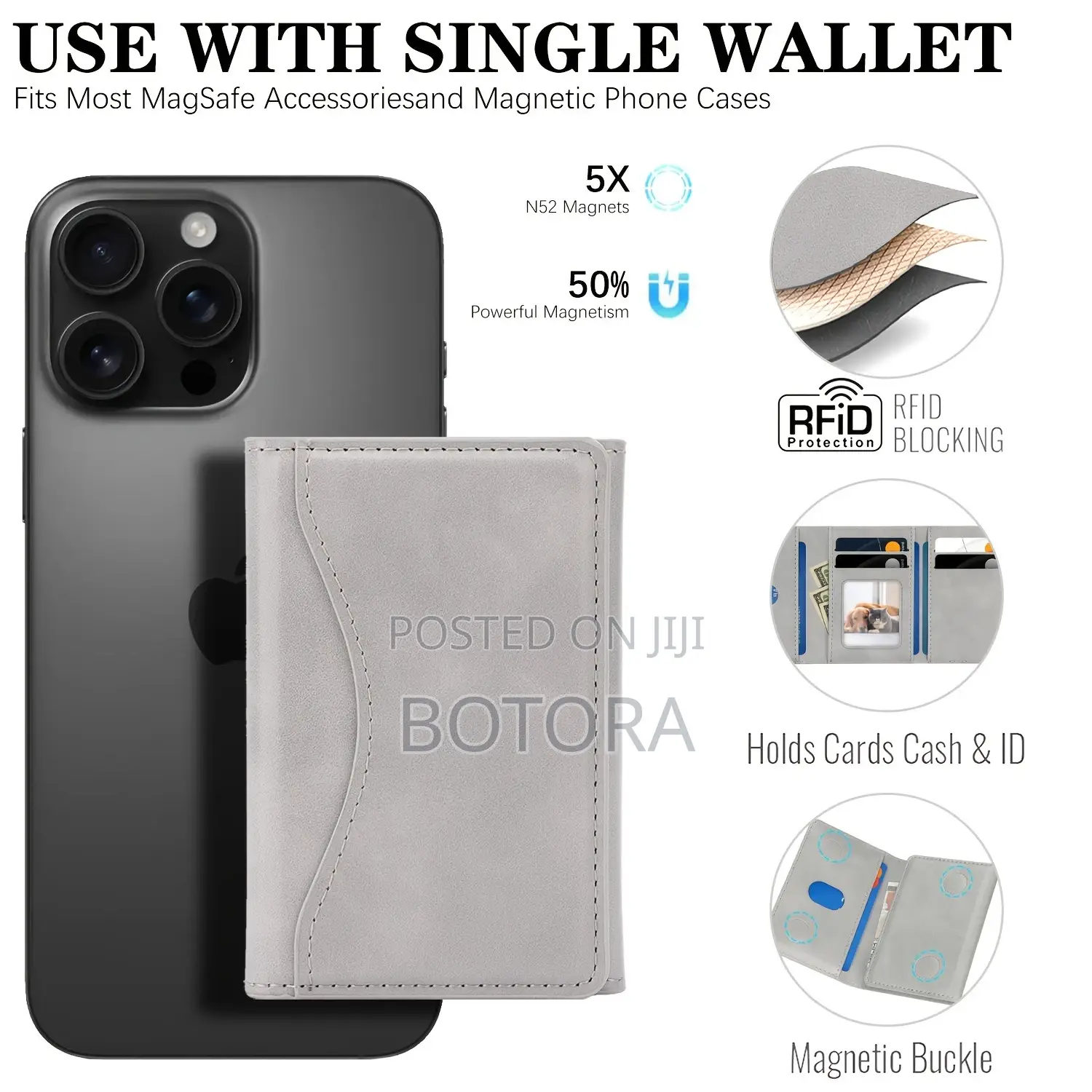 Magsafe Leather Card Holder Wallet Stand