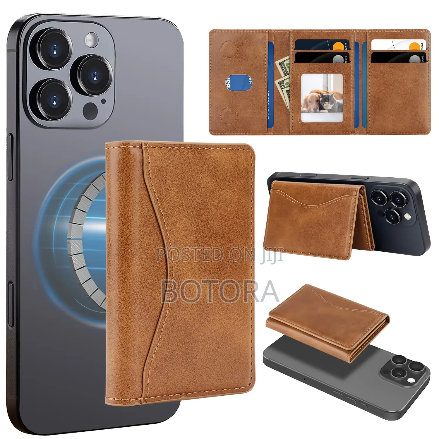 Magsafe Leather Card Holder Wallet Stand