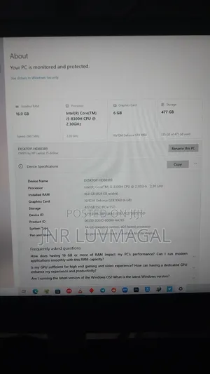 New Laptop HP Omen 15 16GB Intel Core i5 HDD+SSD 512GB