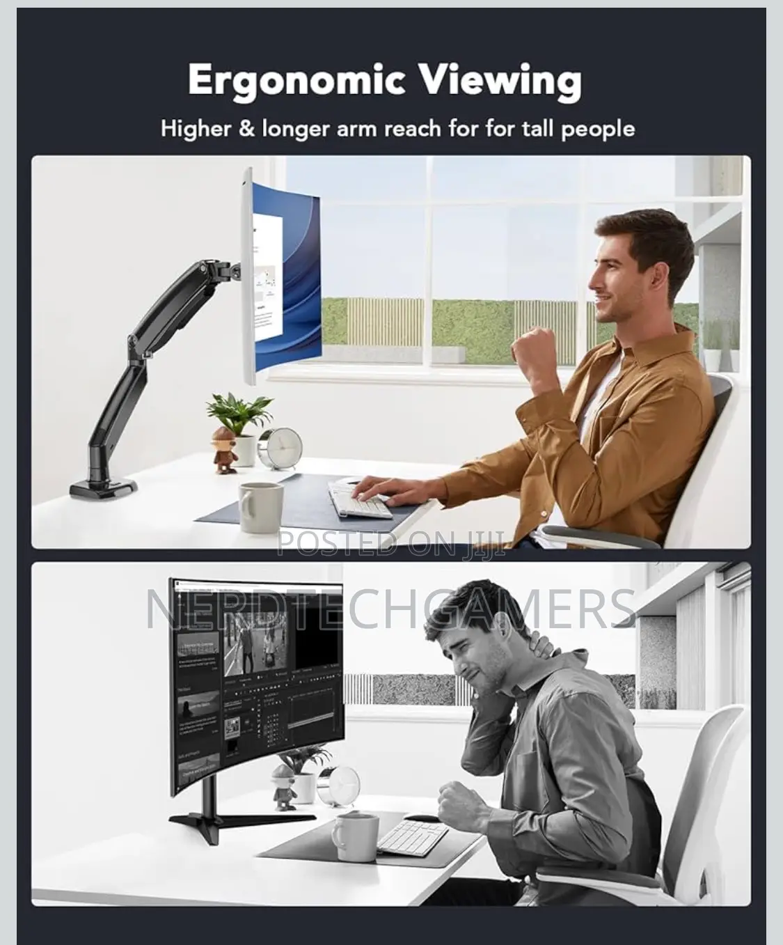 Huanuo Single Monitor Arm for 40 Inch Screens,
