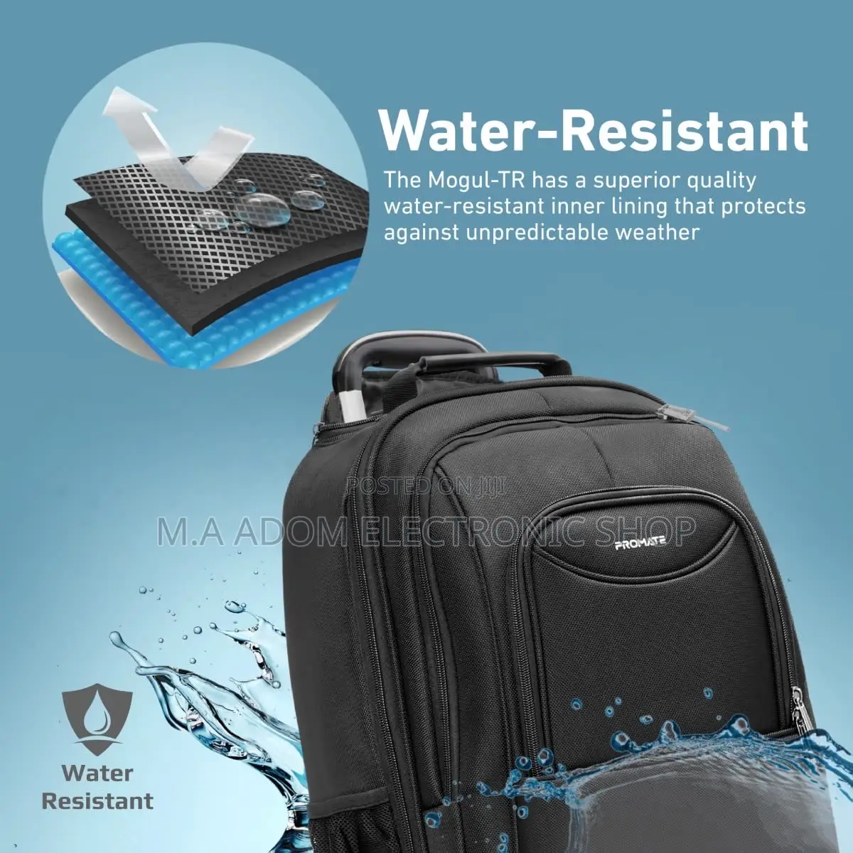 Water Proof Promate Laptop Bag / Traveling Trolley Bag