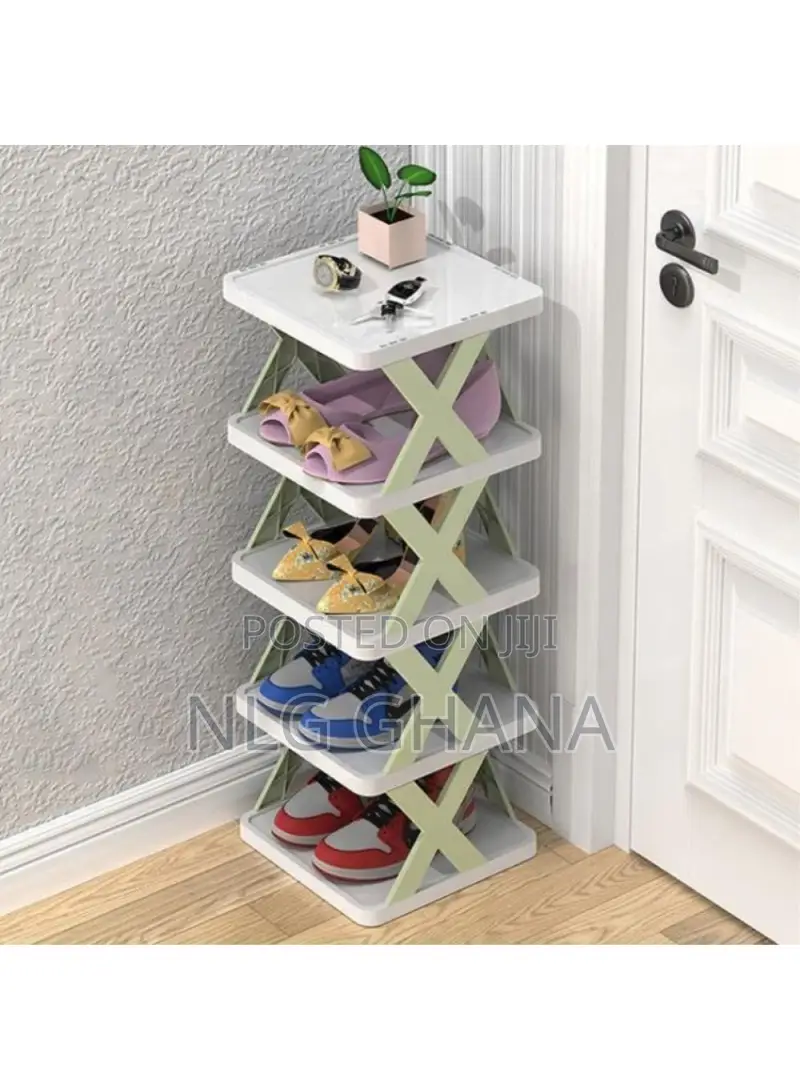 5-Layer Plastic Shoe Rack Space Saving Multi-Layer Door Tvx9123
