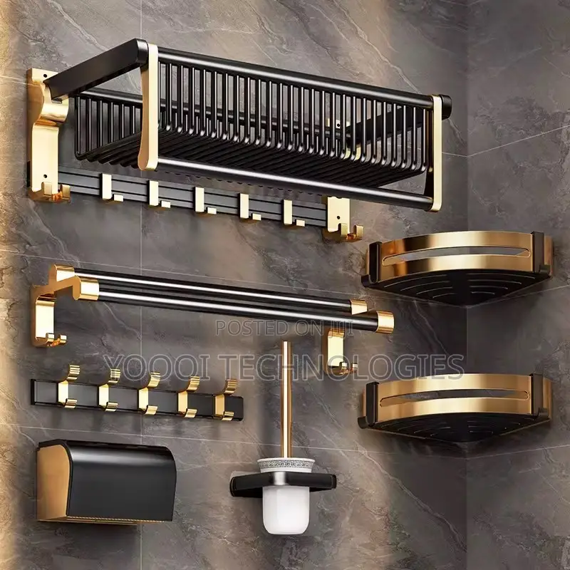 Modern Luxury Black Gold Bathroom Accessories
