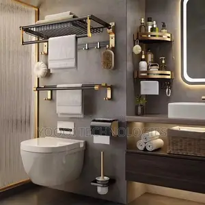 Modern Luxury Black Gold Bathroom Accessories