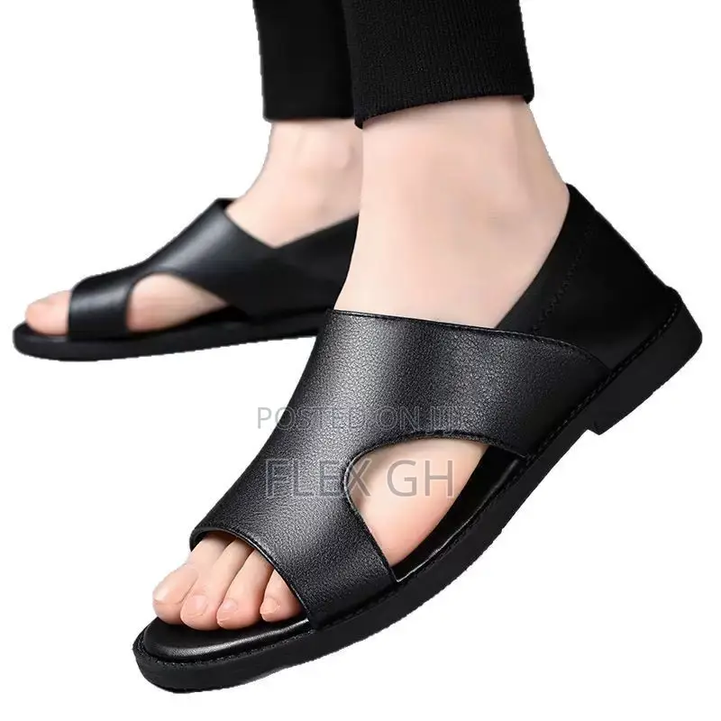 Men's Waterproof Sandals Soft Flat Comfortable Sole - Black