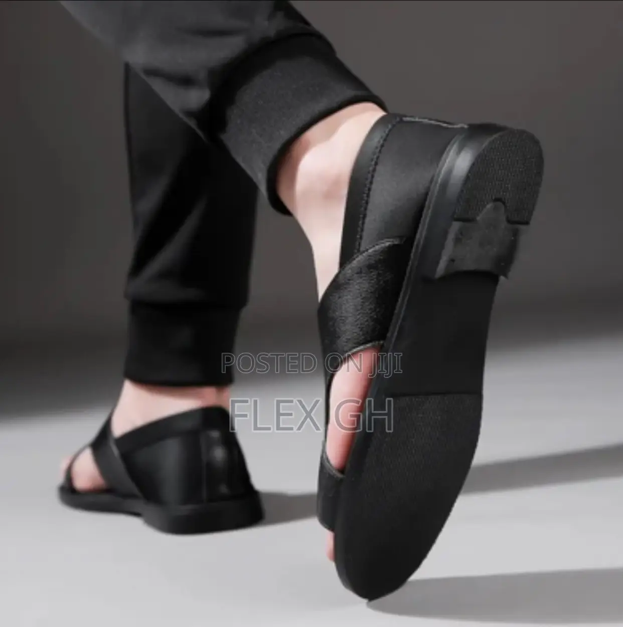 Men's Waterproof Sandals Soft Flat Comfortable Sole - Black