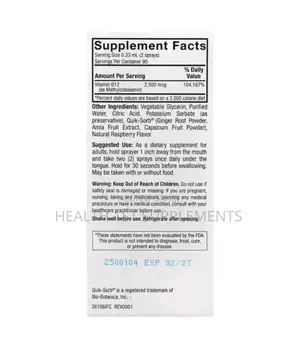 Nature's Answer Methylcobalamin B12 2500 MCG Liquid Spray, 30 Ml