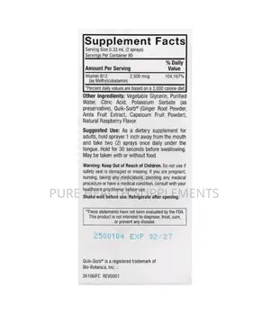 Nature's Answer Methylcobalamin B12 2500 MCG Liquid Spray, 30 Ml