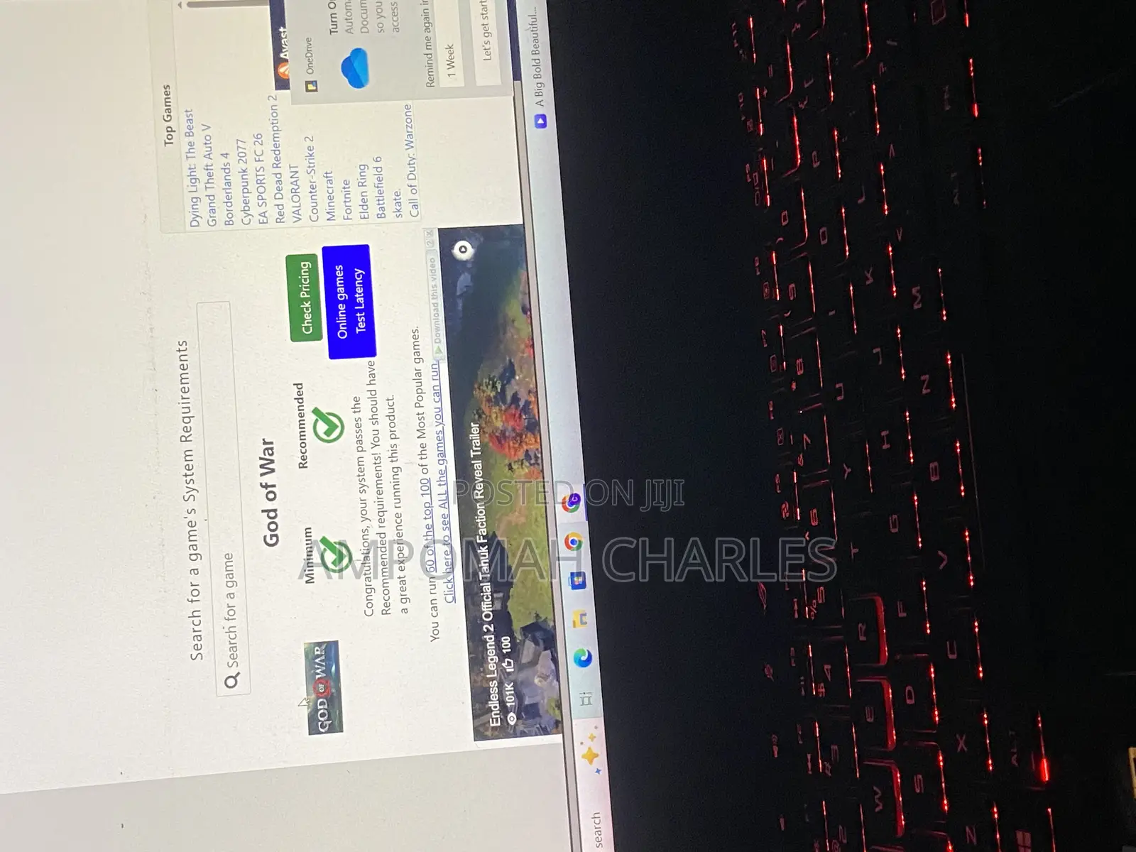 Laptop Asus ROG Strix G17 16GB Intel Core I7 SSD 512GB