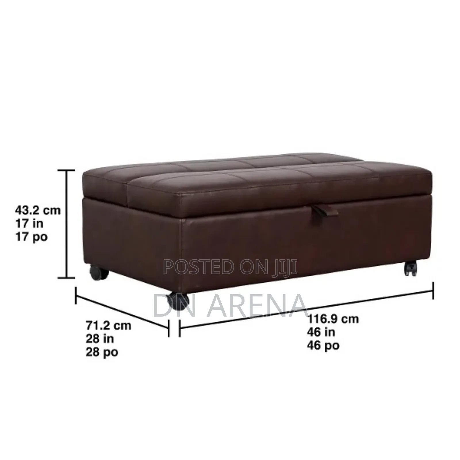 Emorie Sleeper Ottoman Covered in a Rich Brown “Leather-Like” Fabric