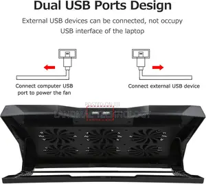 17" Foldable Laptop Cooler 6-Fan Stand Low Noise 6-Level
