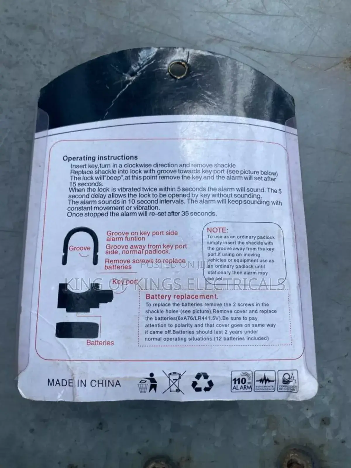 Heavy-Duty Alarm Padlock With Motion Shock Sensor–110db Security Lock