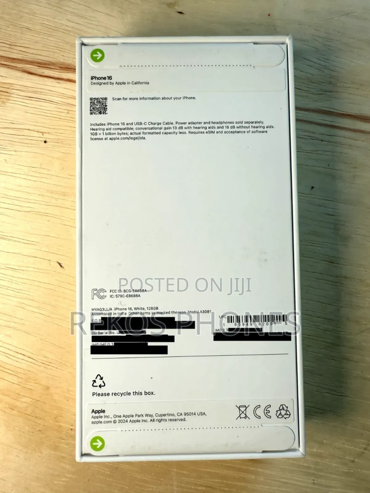 New Apple iPhone 16 256 GB White