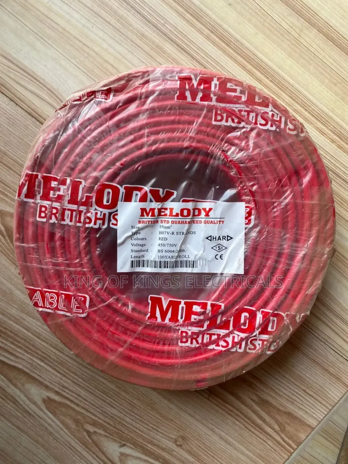 British Melody 10mm Single Core Electrical Cable – 100 Yards (Red)