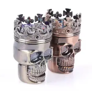 Plastic 3 Layers Classic King Skull Dry Herb Grinder or Crusher