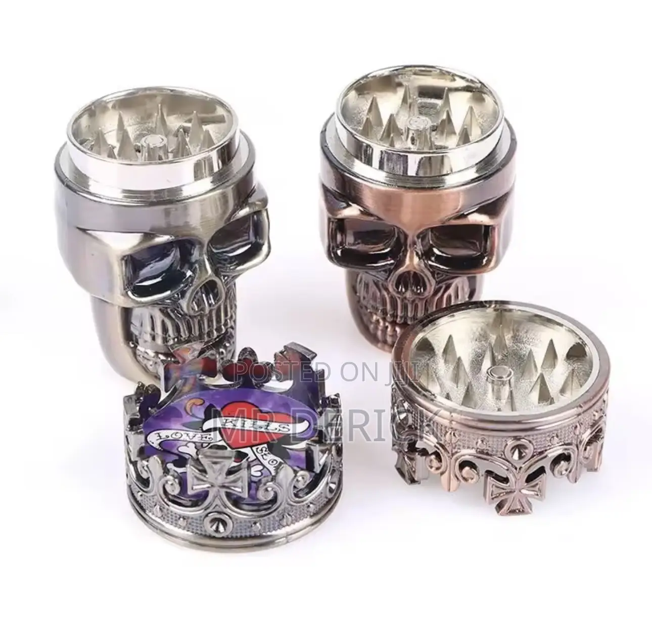 Plastic 3 Layers Classic King Skull Dry Herb Grinder or Crusher