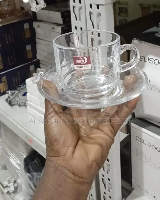 Glass Teacup and Saucer Set 6in1